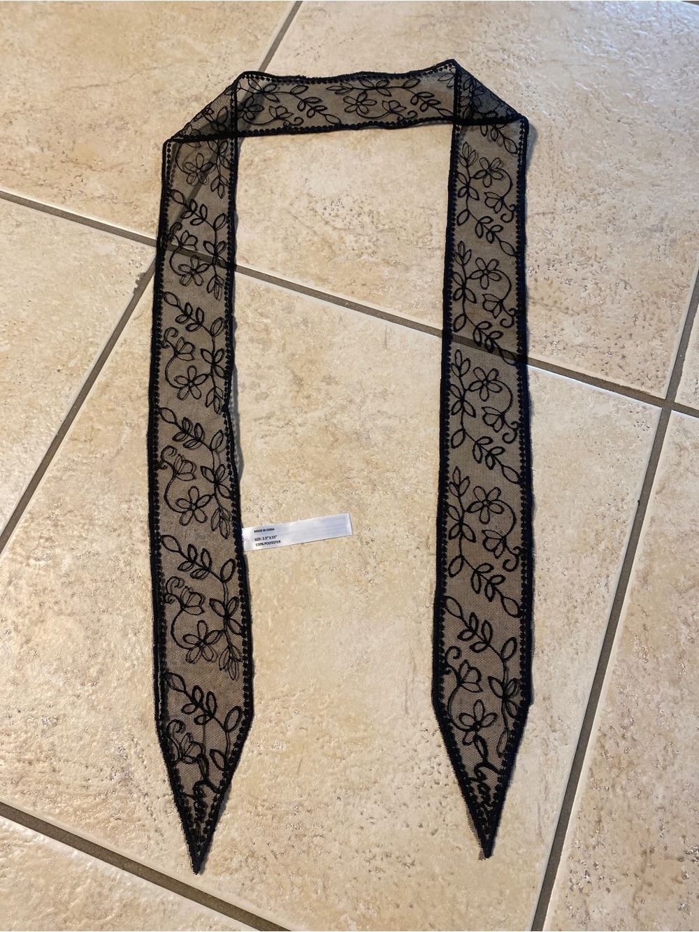 Delicate Black Floral Lace Hair Ribbon/Tie